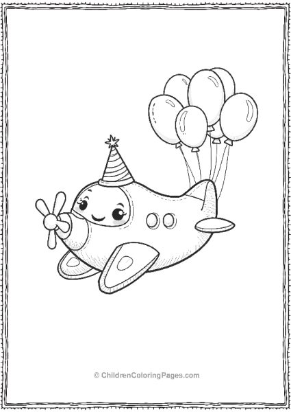 Party Plane With Balloons A Kawaii Airplane Free PDF Printable