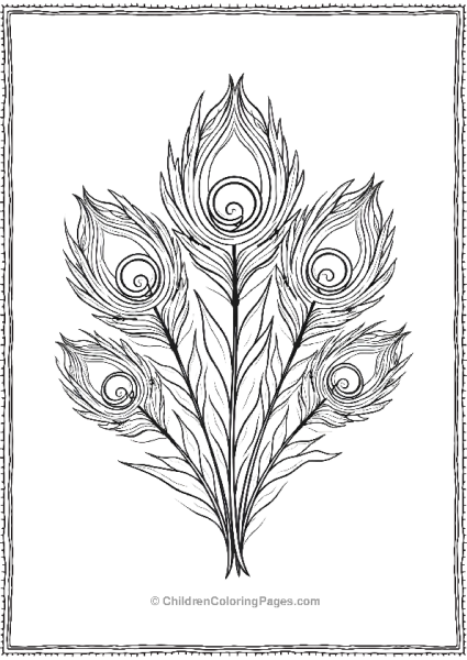 Peacock Feathers Abstract Coloring Page Free PDF Printable