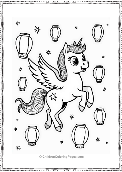 Pegasus Among Floating Lanterns Free PDF Printable