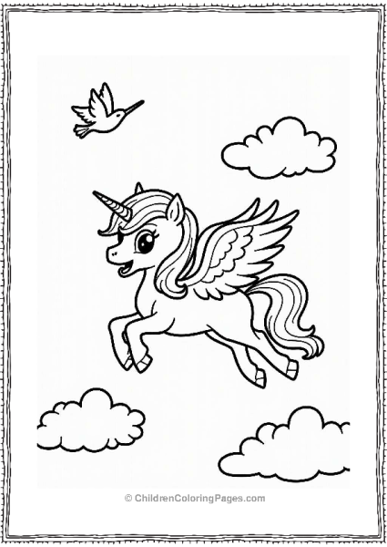 Pegasus And Friends In A Sunny Sky Free PDF Printable