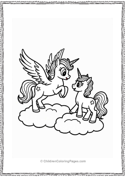 Pegasus And Unicorn On A Cloud Free PDF Printable