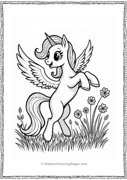 Pegasus Dancing Among Flowers Free PDF Printable