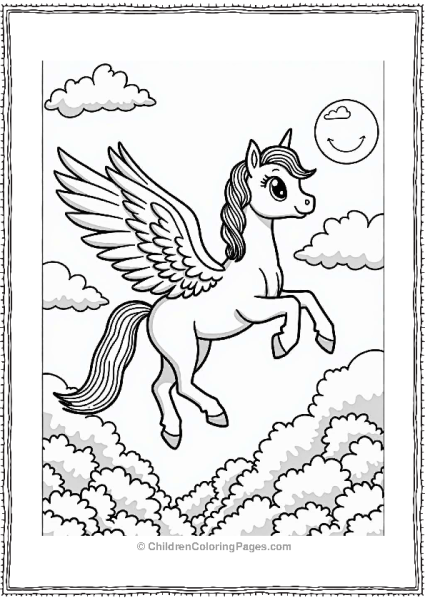 Pegasus Dancing In A Sunny Sky Free PDF Printable