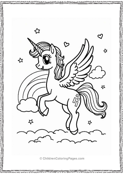 Pegasus Dancing In The Sky With Rainbows Free PDF Printable