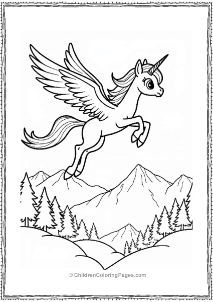 Pegasus Flying Above Mountains Free PDF Printable