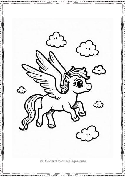 Pegasus Flying Among Whimsical Clouds Free PDF Printable