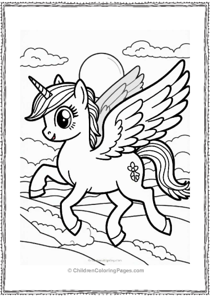 Pegasus Flying Through A Rainbow Sunset Free PDF Printable