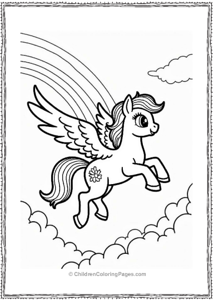 Pegasus Flying Through A Rainbow Tunnel Free PDF Printable