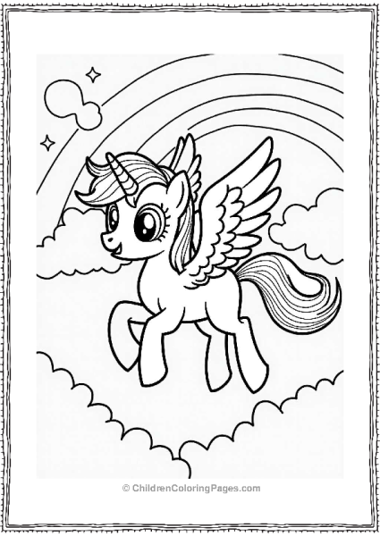 Pegasus Flying Through Fluffy Clouds Free PDF Printable