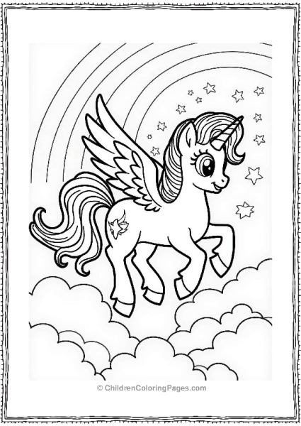 Pegasus Flying Through Rainbows Free PDF Printable