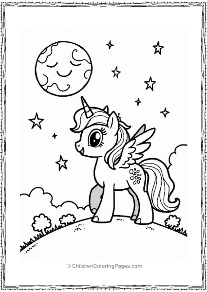 Pegasus Gazing At Stars And Moon Free PDF Printable