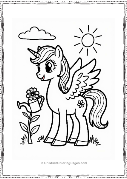 Pegasus Helping A Flower Free PDF Printable