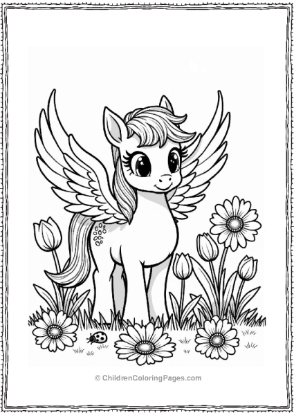 Pegasus In A Flower Patch Free PDF Printable