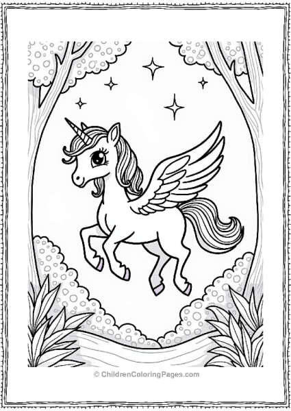 Pegasus In A Magical Forest Free PDF Printable