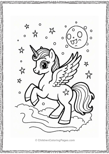 Pegasus In A Magical Night Sky Free PDF Printable