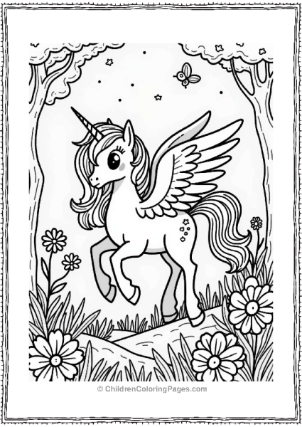 Pegasus In A Rainbow Forest Free PDF Printable