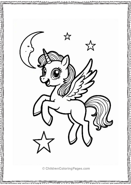 Pegasus Jumping Over A Twinkling Star Free PDF Printable