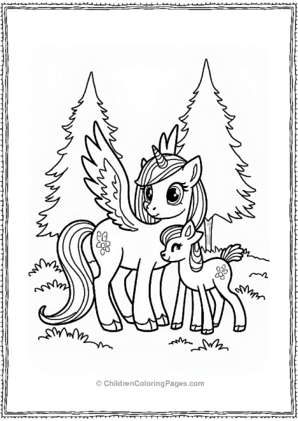 Pegasus Nuzzling A Baby Deer Free PDF Printable