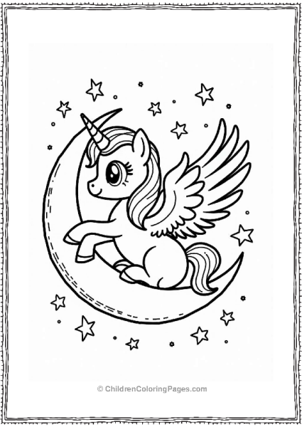 Pegasus On A Crescent Moon Free PDF Printable