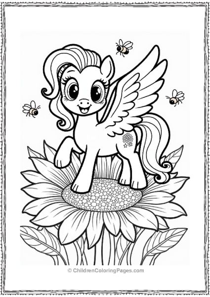 Pegasus On A Sunflower Free PDF Printable