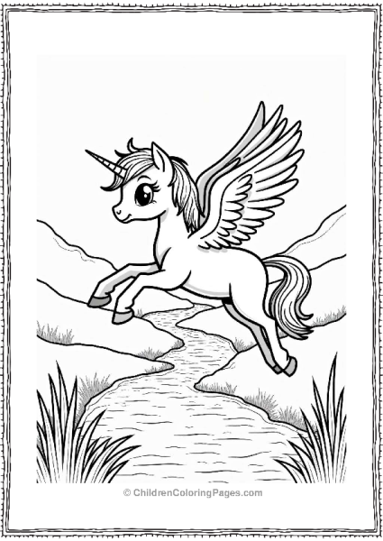 Pegasus Over A Sparkling River Free PDF Printable