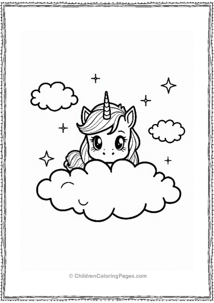 Pegasus Peeking From A Fluffy Cloud Free PDF Printable