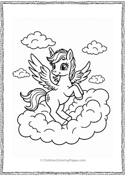 Pegasus Playing Hide And Seek Among Clouds Free PDF Printable