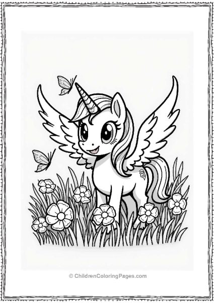 Pegasus Playing Hide And Seek Among Flowers Free PDF Printable