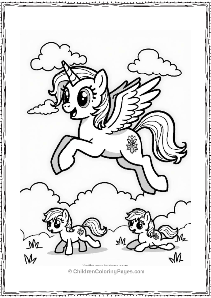 Pegasus Playing In The Clouds Free PDF Printable