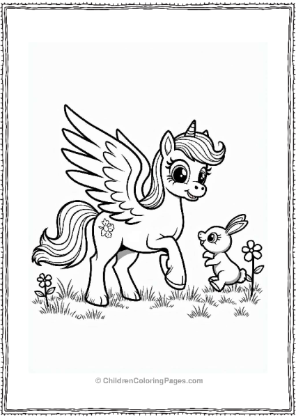 Pegasus Playing Tag In A Meadow Free PDF Printable