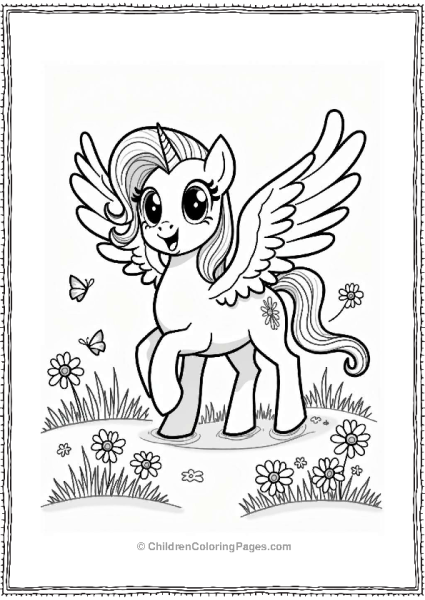 Pegasus Playing Tag In A Sunny Meadow Free PDF Printable