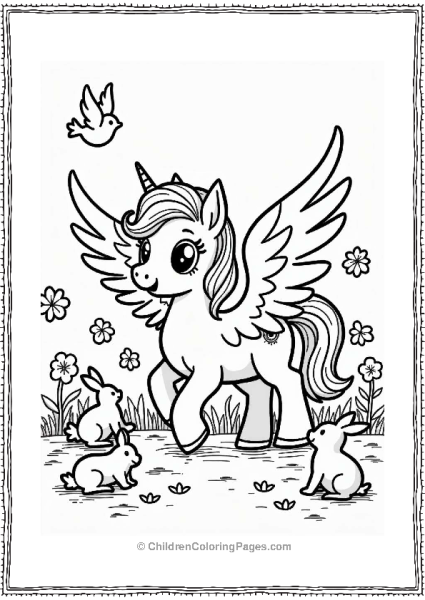 Pegasus Playing With Animals Free PDF Printable