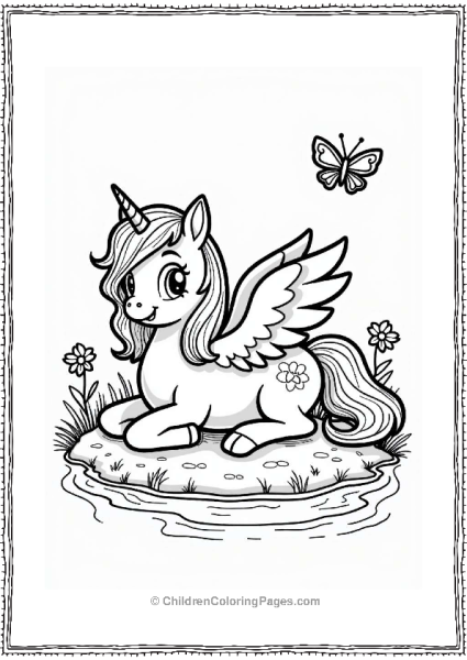 Pegasus Resting By A Stream Free PDF Printable