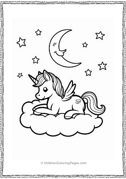 Pegasus Resting On A Cloud Under The Stars Free PDF Printable