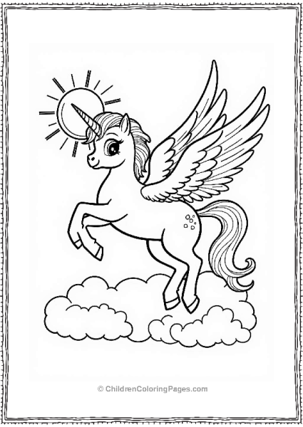 Pegasus Soaring Above Fluffy Clouds Free PDF Printable