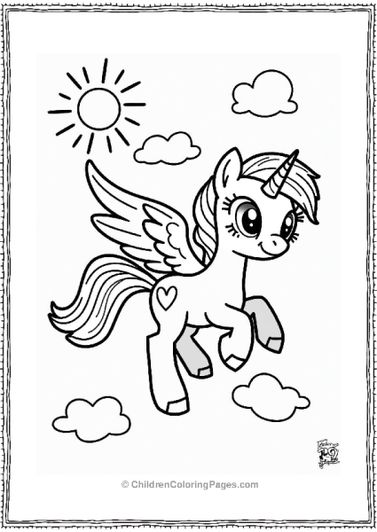 Pegasus Soaring Through A Happy Sky Free PDF Printable