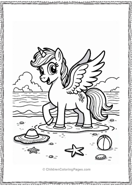 Pegasus Splashing At The Beach Free PDF Printable