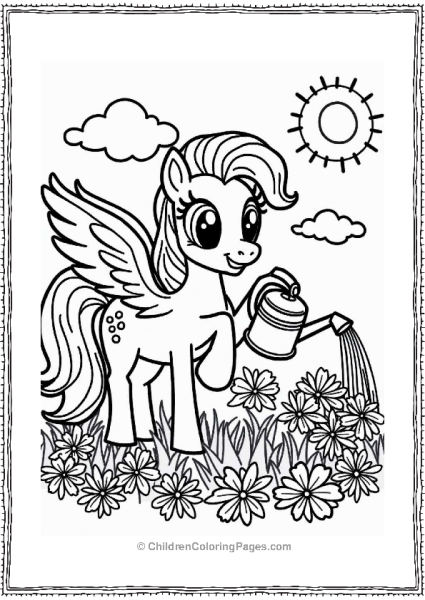 Pegasus Watering A Colorful Garden Free PDF Printable