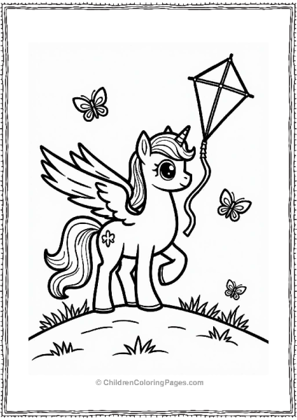 Pegasus With A Colorful Kite Free PDF Printable