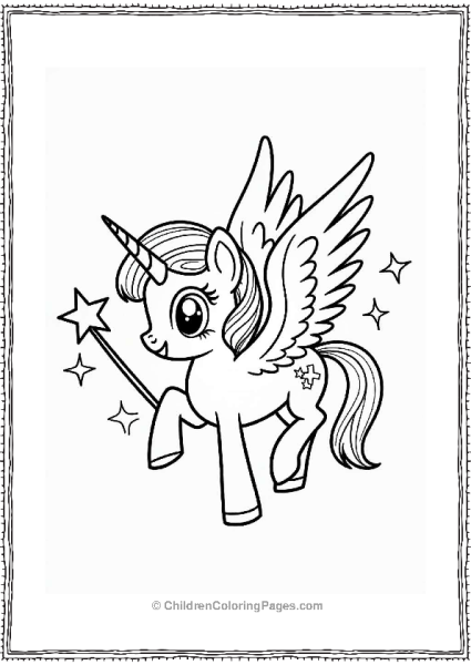 Pegasus With A Magic Wand Free PDF Printable