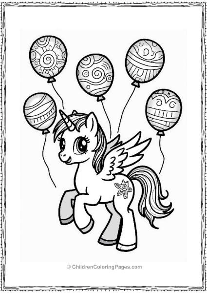 Pegasus With Colorful Balloons Free PDF Printable