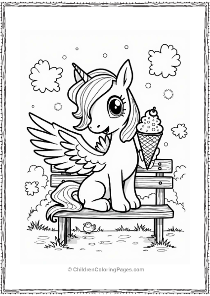 Pegasus With Ice Cream In The Park Free PDF Printable