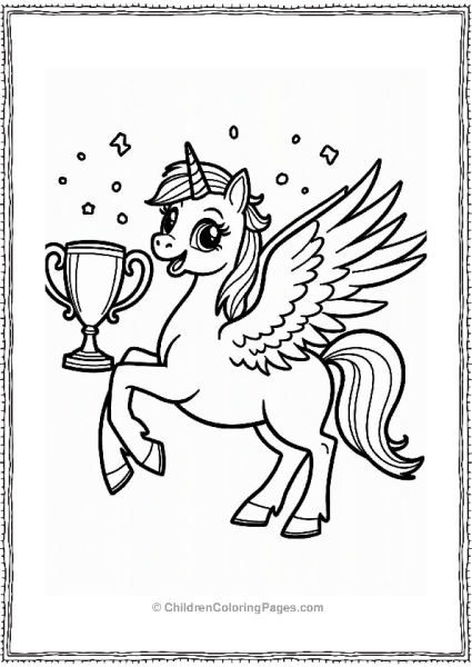 Pegasus With Trophy And Confetti Free PDF Printable