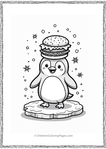 Penguin Waddling With A Burger Free PDF Printable