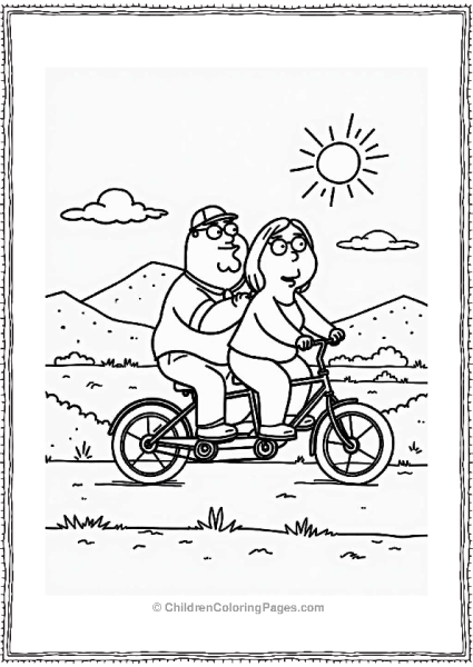 Peter And Lois On A Tandem Bike Free PDF Printable