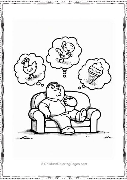 Peter Griffin Daydreaming On The Couch Free PDF Printable