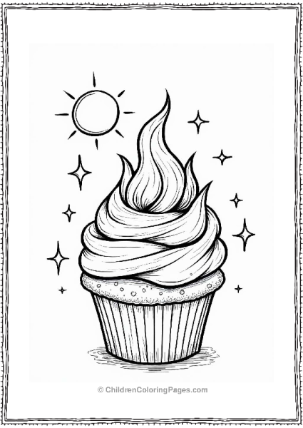 Phoenix Cupcake With Flames And Sparkles Free PDF Printable