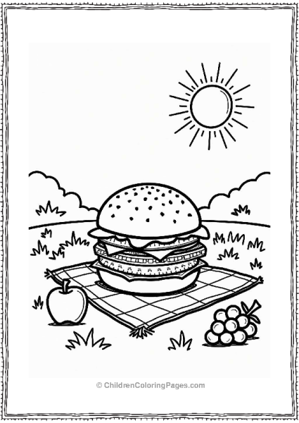 Picnic Burger Scene With Fruits Free PDF Printable