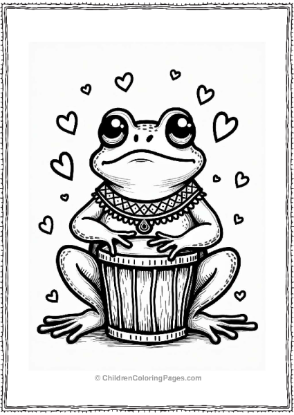 Playful African Frog With Djembe Free PDF Printable