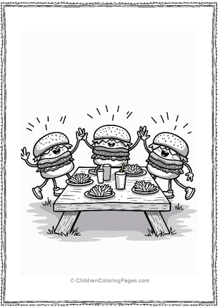 Playful Burger Party At A Picnic Free PDF Printable